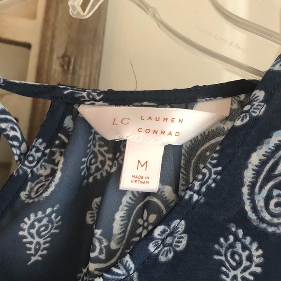LC Lauren Conrad Blue Aqua Paisley Blouse, Boho, Size M - Picture 4 of 8